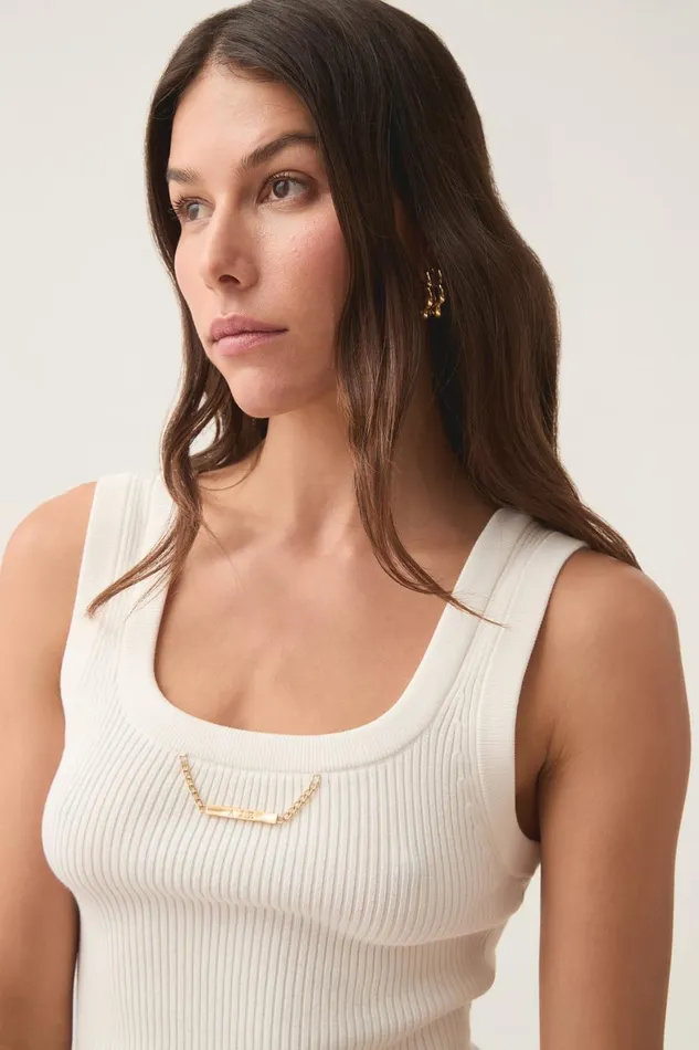 Aje Tops Estella Cropped Knit Tank Ivory 8211 Women Aje Tops Estella Cropped Knit Tank Ivory 8211 Women