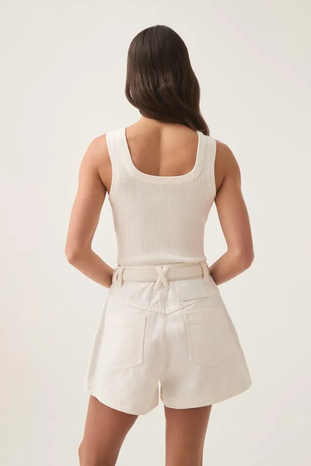 Aje Tops Estella Cropped Knit Tank Ivory 8211 Women Aje Tops Estella Cropped Knit Tank Ivory 8211 Women