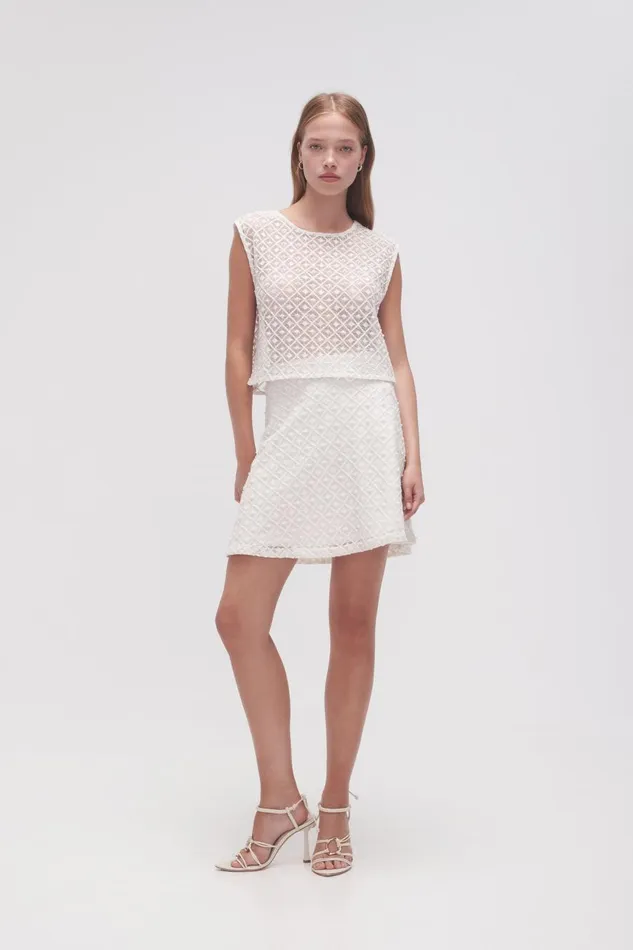 Aje Tops Freya Diamond Pearl Shell Top Ivory 8211 Women