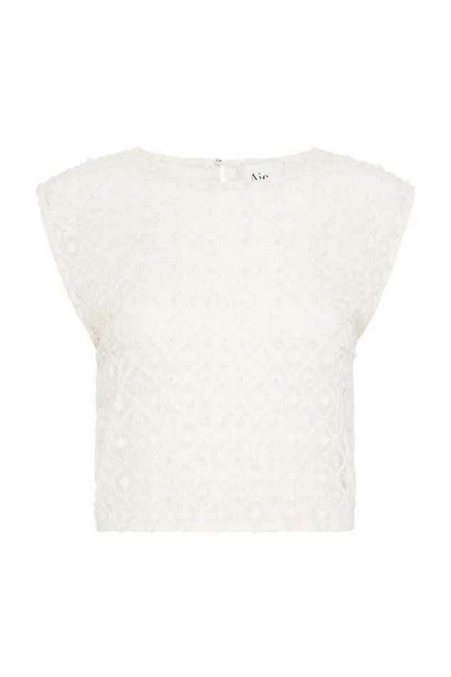 Aje Tops Freya Diamond Pearl Shell Top Ivory 8211 Women Aje Tops Freya Diamond Pearl Shell Top Ivory 8211 Women