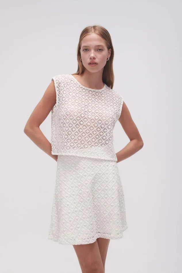 Aje Tops Freya Diamond Pearl Shell Top Ivory 8211 Women Aje Tops Freya Diamond Pearl Shell Top Ivory 8211 Women