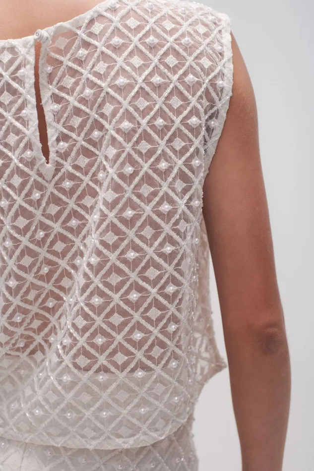 Aje Tops Freya Diamond Pearl Shell Top Ivory 8211 Women Aje Tops Freya Diamond Pearl Shell Top Ivory 8211 Women