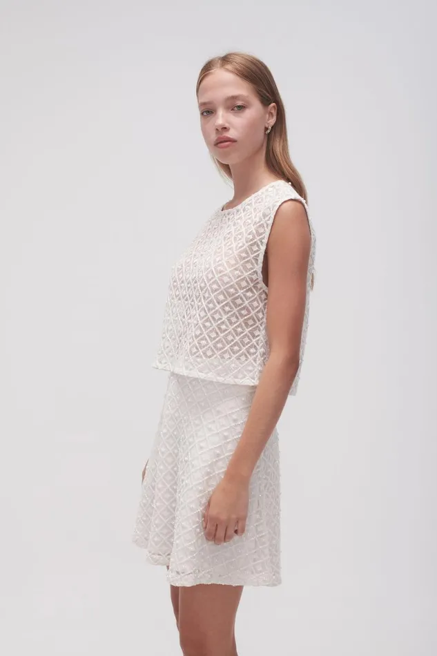 Aje Tops Freya Diamond Pearl Shell Top Ivory 8211 Women Aje Tops Freya Diamond Pearl Shell Top Ivory 8211 Women