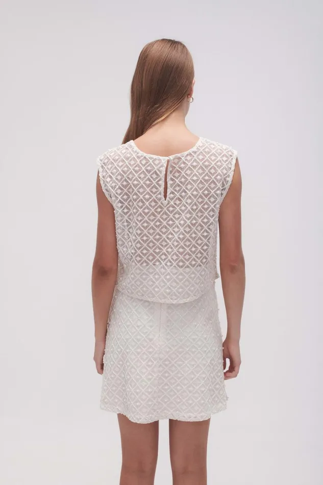 Aje Tops Freya Diamond Pearl Shell Top Ivory 8211 Women Aje Tops Freya Diamond Pearl Shell Top Ivory 8211 Women