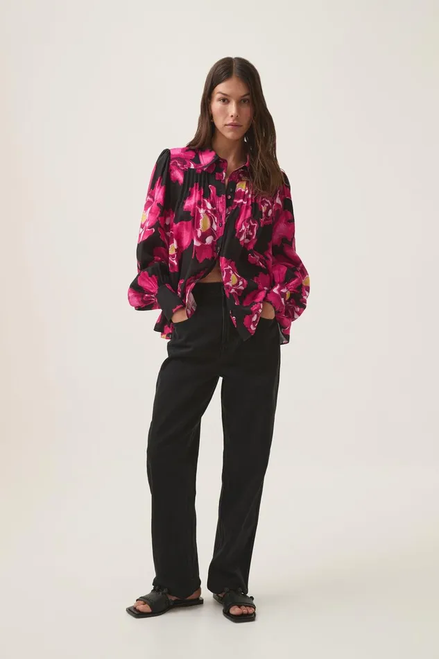 Aje Tops Lover Gauze Blouse Midnight Peony 8211 Women