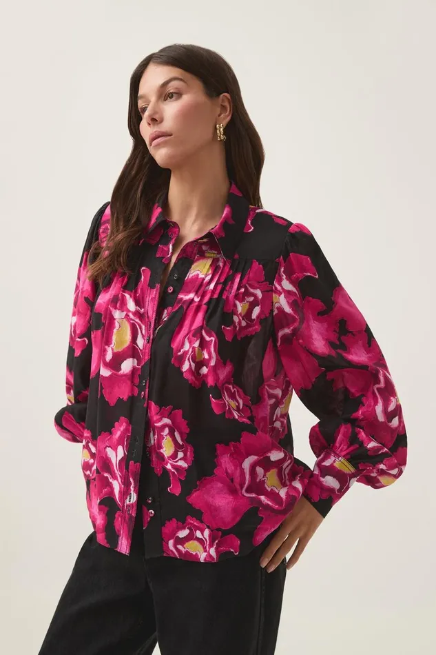 Aje Tops Lover Gauze Blouse Midnight Peony 8211 Women Aje Tops Lover Gauze Blouse Midnight Peony 8211 Women