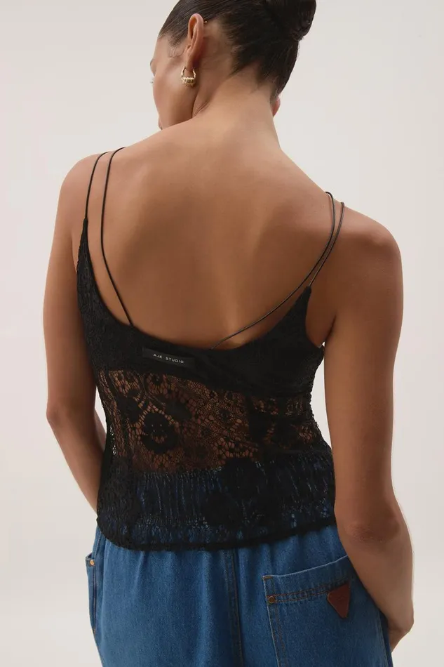 Aje Tops Pera Double Strap Cami Black 8211 Women Aje Tops Pera Double Strap Cami Black 8211 Women