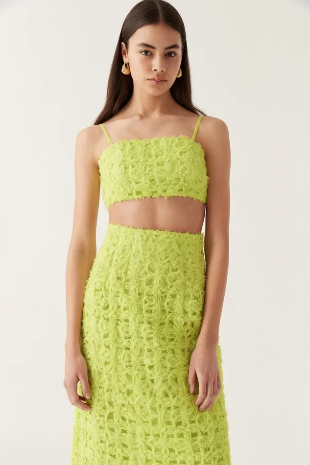 Aje Tops Quintette Textured Bralette Light Lime Green 8211 Women