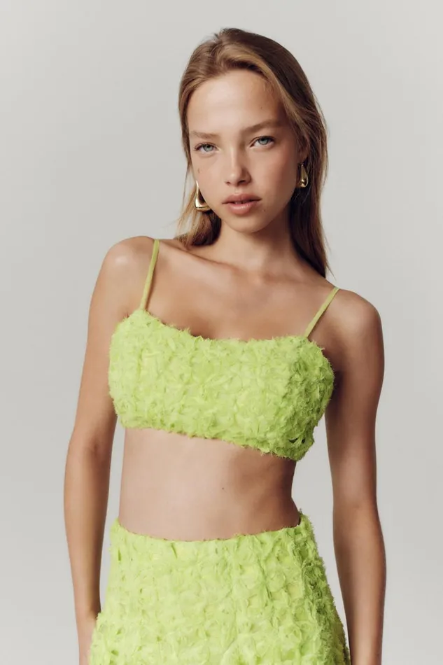 Aje Tops Quintette Textured Bralette Light Lime Green 8211 Women Aje Tops Quintette Textured Bralette Light Lime Green 8211 Women