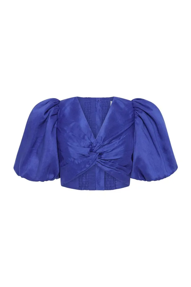 Aje Tops Reverb Puff Sleeve Cropped Top Cobalt Blue 8211 Women Aje Tops Reverb Puff Sleeve Cropped Top Cobalt Blue 8211 Women