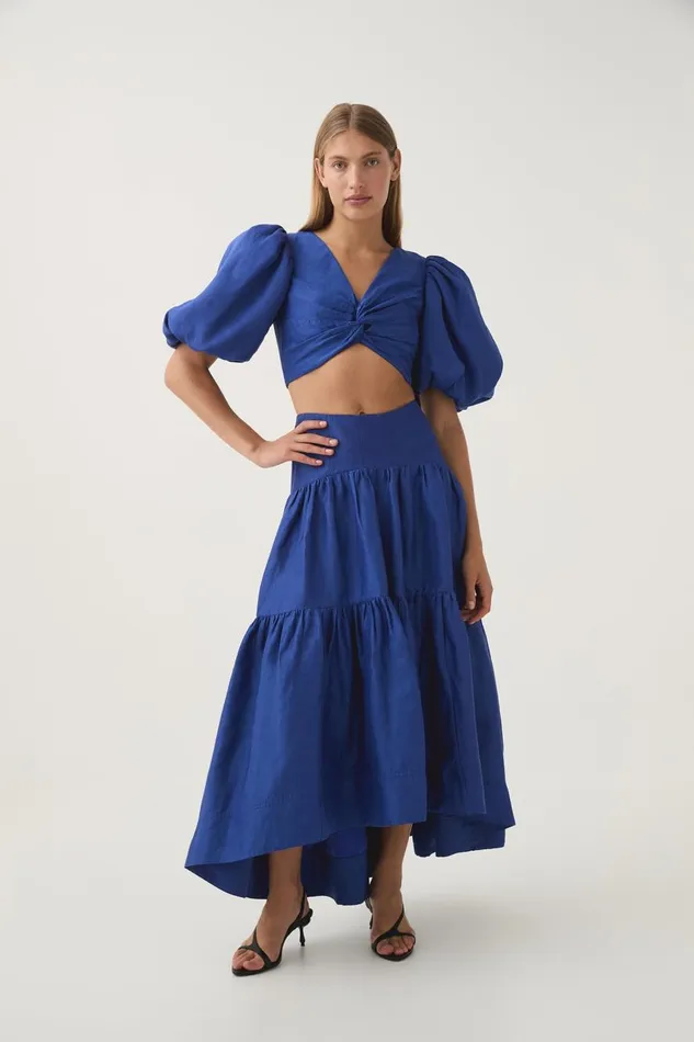 Aje Tops Reverb Puff Sleeve Cropped Top Cobalt Blue 8211 Women Aje Tops Reverb Puff Sleeve Cropped Top Cobalt Blue 8211 Women