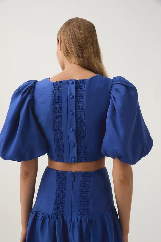 Aje Tops Reverb Puff Sleeve Cropped Top Cobalt Blue 8211 Women Aje Tops Reverb Puff Sleeve Cropped Top Cobalt Blue 8211 Women