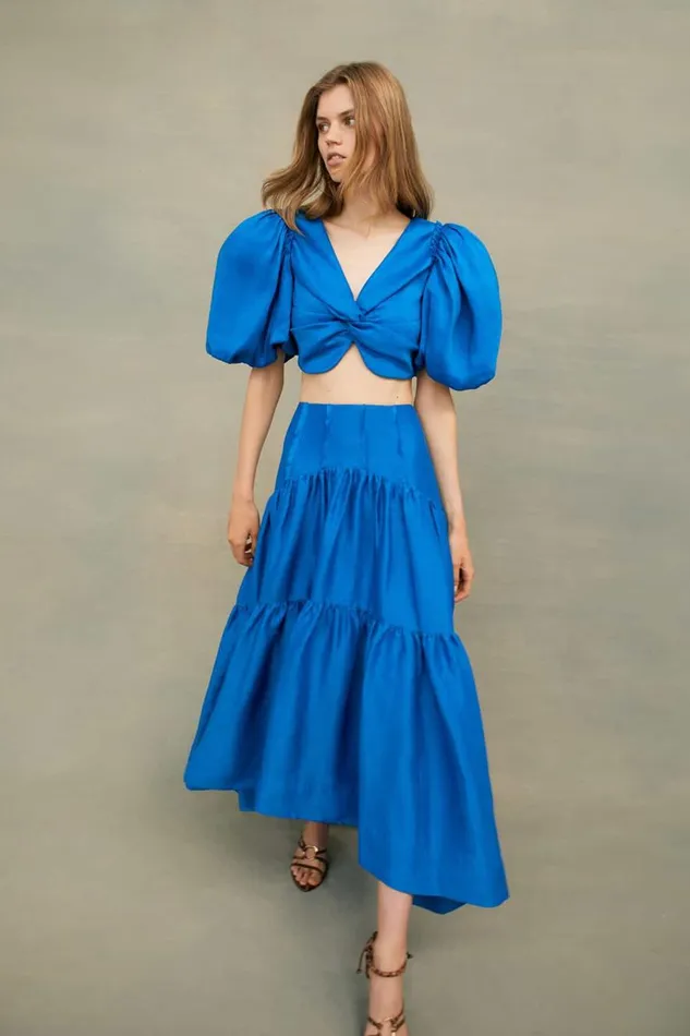 Aje Tops Reverb Puff Sleeve Cropped Top Cobalt Blue 8211 Women Aje Tops Reverb Puff Sleeve Cropped Top Cobalt Blue 8211 Women