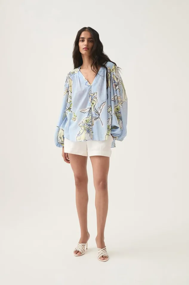 Aje Tops Romantica Blouse Blue Hibiscus 8211 Women Aje Tops Romantica Blouse Blue Hibiscus 8211 Women