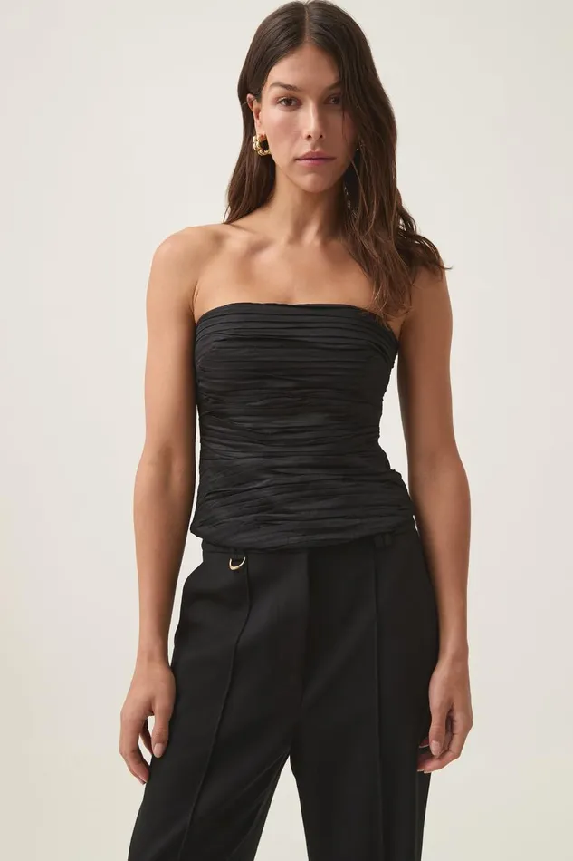 Aje Tops Sunbeam Ruched Bustier Black 8211 Women