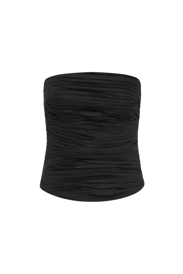 Aje Tops Sunbeam Ruched Bustier Black 8211 Women Aje Tops Sunbeam Ruched Bustier Black 8211 Women