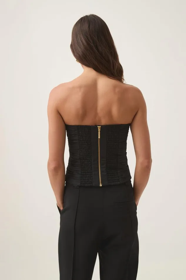 Aje Tops Sunbeam Ruched Bustier Black 8211 Women Aje Tops Sunbeam Ruched Bustier Black 8211 Women