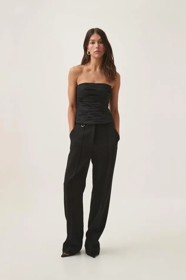 Aje Tops Sunbeam Ruched Bustier Black 8211 Women Aje Tops Sunbeam Ruched Bustier Black 8211 Women