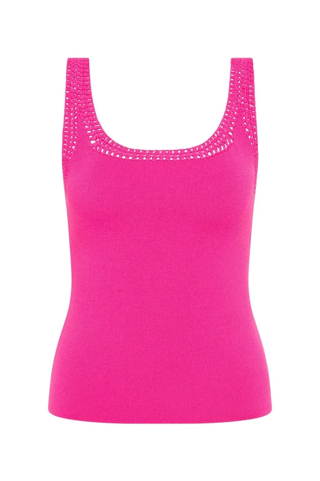 Aje Tops Tazia Crocheted Edge Tank Azalea Pink 8211 Women