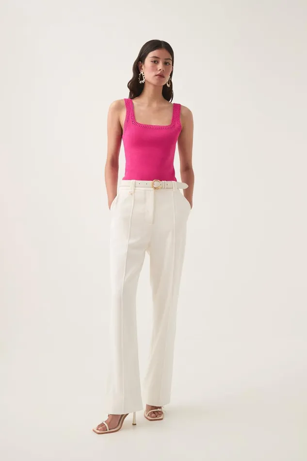 Aje Tops Tazia Crocheted Edge Tank Azalea Pink 8211 Women