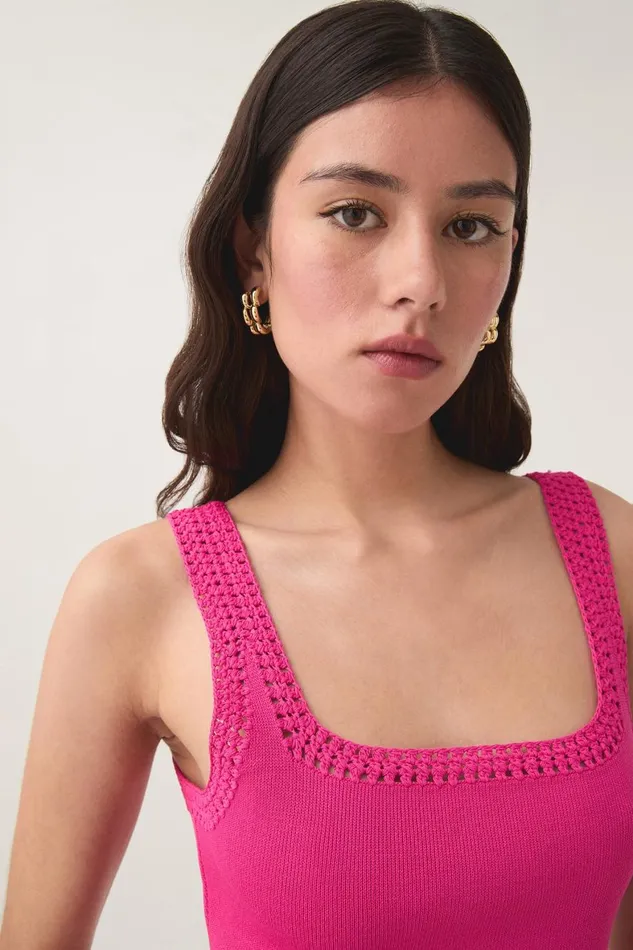 Aje Tops Tazia Crocheted Edge Tank Azalea Pink 8211 Women