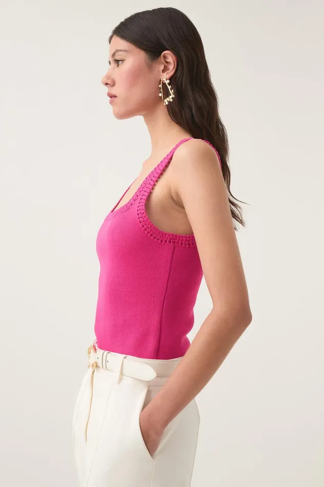 Aje Tops Tazia Crocheted Edge Tank Azalea Pink 8211 Women