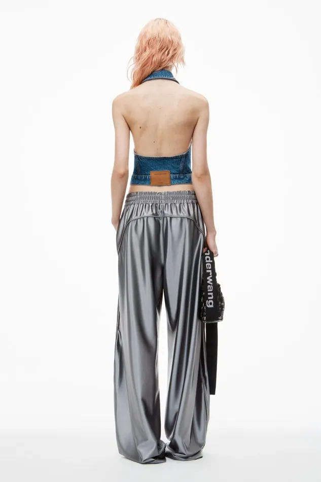 Alexander Wang Denim Women Halter Top In Comfort Stretch Denim