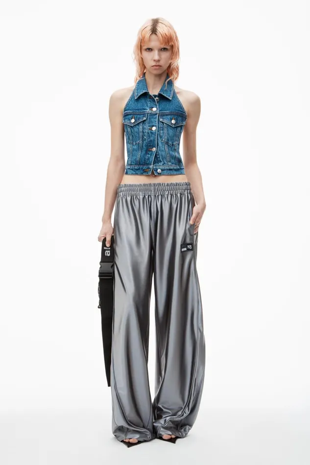 Alexander Wang Denim Women Halter Top In Comfort Stretch Denim