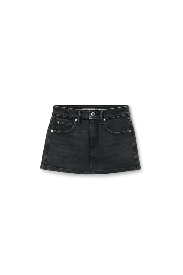 Alexander Wang Denim Women Mid Rise Mini Skort In Comfort Stretch Denim