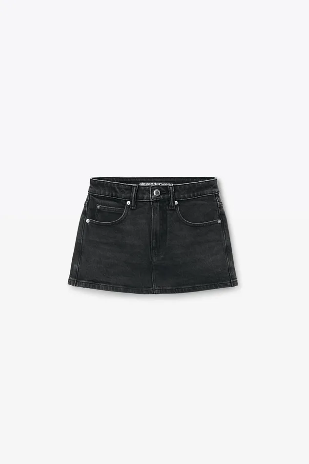 Alexander Wang Denim Women Mid Rise Mini Skort In Comfort Stretch Denim
