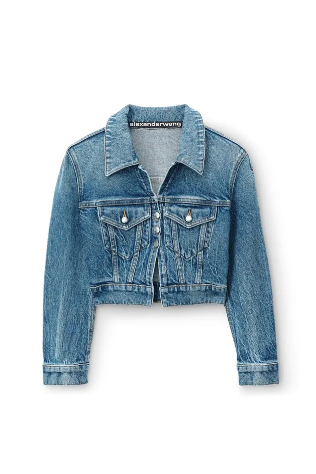 Alexander Wang Denim Women Shrunken Trucker Cardi In Denim