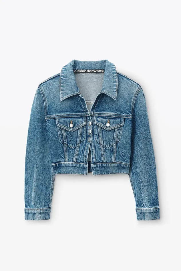 Alexander Wang Denim Women Shrunken Trucker Cardi In Denim
