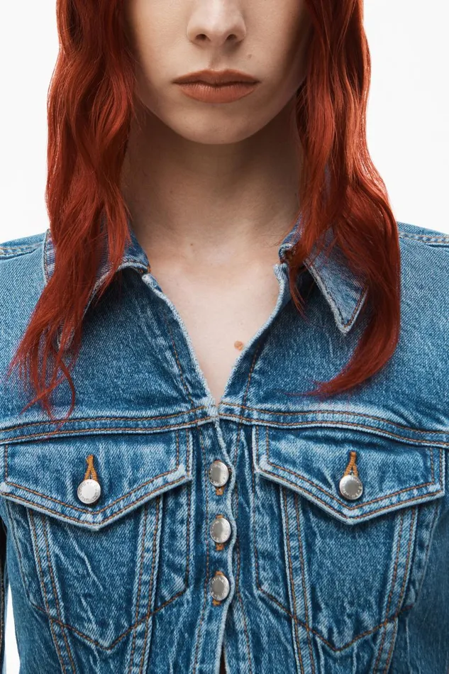 Alexander Wang Denim Women Shrunken Trucker Cardi In Denim