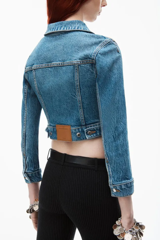 Alexander Wang Denim Women Shrunken Trucker Cardi In Denim