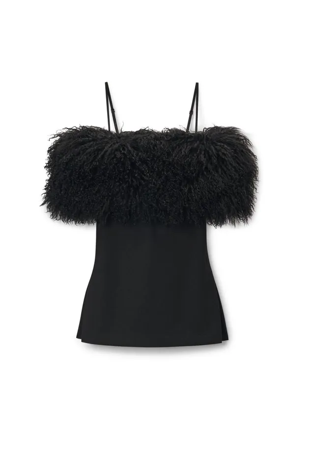 Alexander Wang Dresses Women Minidress With Detachable Mongolian Lamb Shearling Alexander Wang Dresses Women Minidress With Detachable Mongolian Lamb Shearling