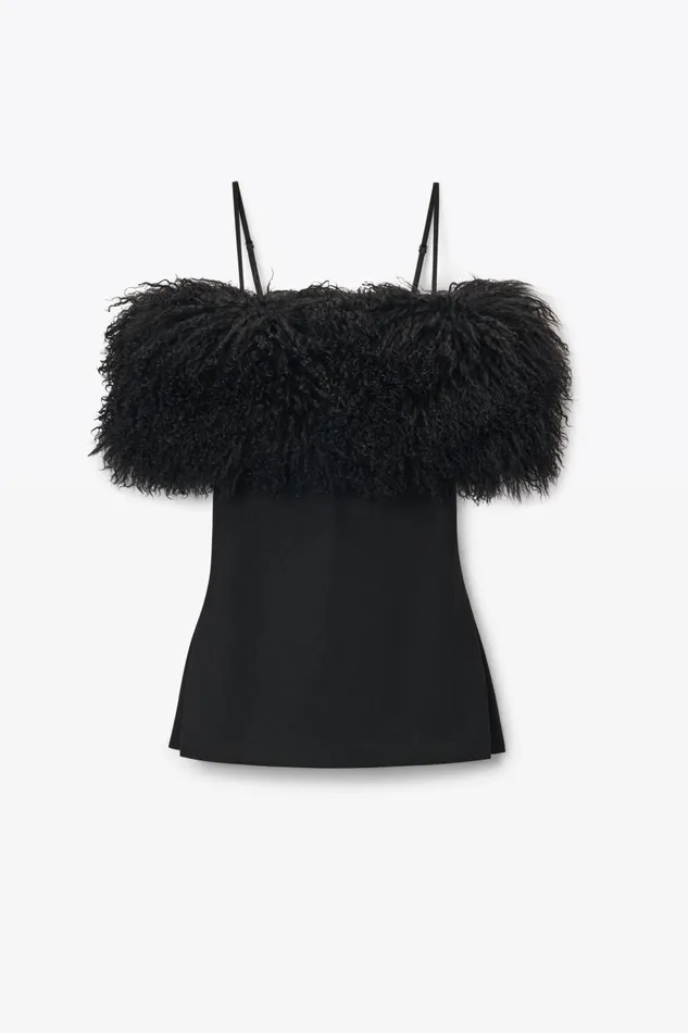 Alexander Wang Dresses Women Minidress With Detachable Mongolian Lamb Shearling
