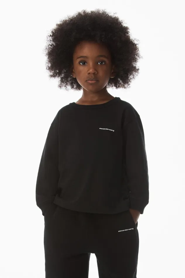 Alexander Wang Kids Logo Long Sleeve Tee In Essential Jersey
