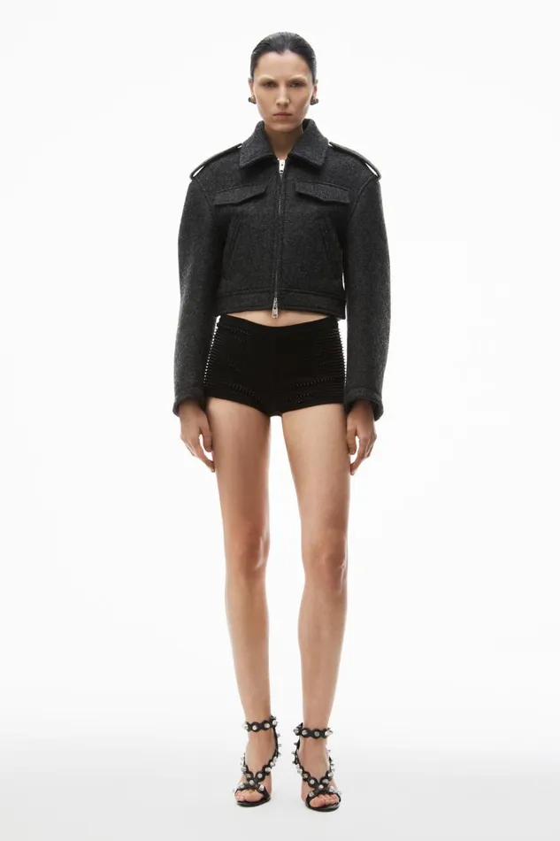 Alexander Wang Outerwear Women Cropped Military Jacket In Donegal Wool
