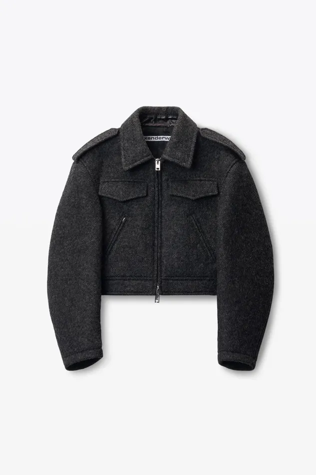 Alexander Wang Outerwear Women Cropped Military Jacket In Donegal Wool