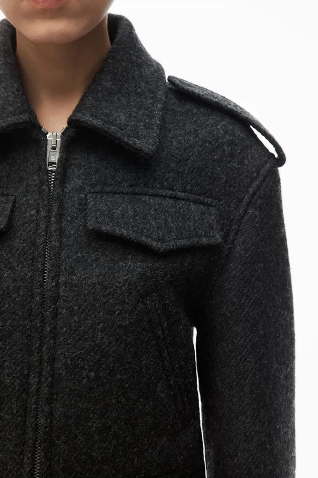 Alexander Wang Outerwear Women Cropped Military Jacket In Donegal Wool