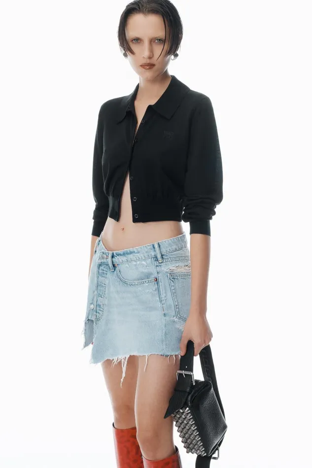 Alexander Wang Sweaters Women HighFrequency Stacked Logo Cardigan In Merino Wool