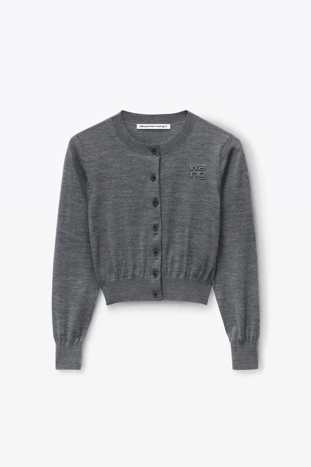 Alexander Wang Sweaters Women Logo Cropped Cardigan In Superfine Merino