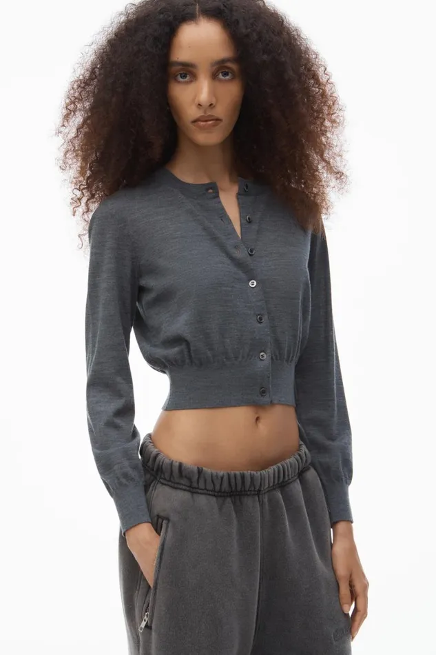 Alexander Wang Sweaters Women Logo Cropped Cardigan In Superfine Merino