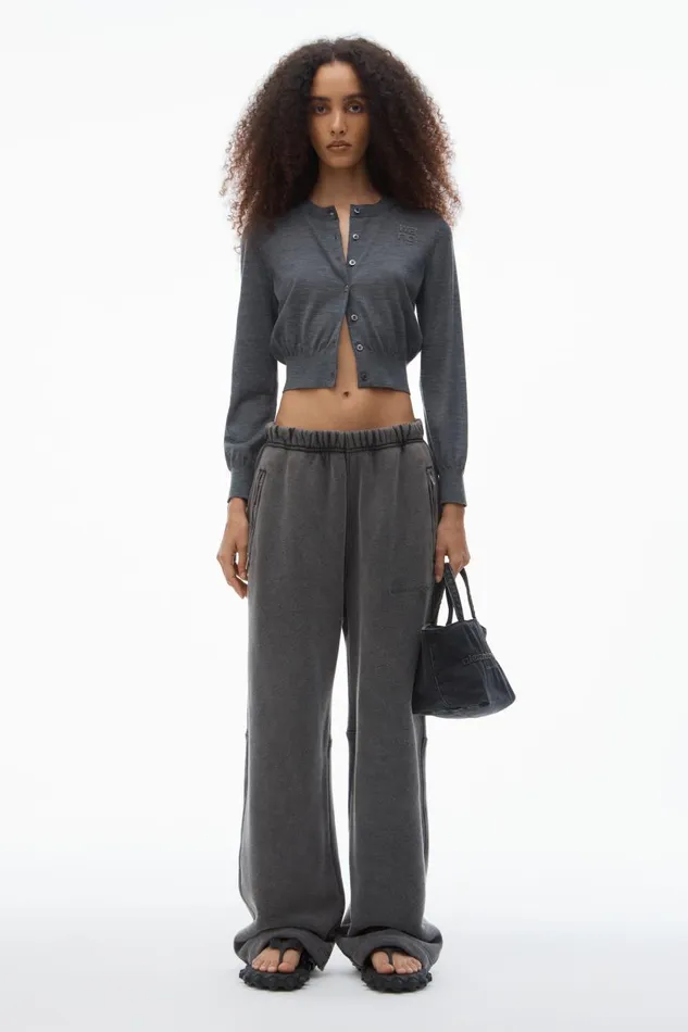 Alexander Wang Sweaters Women Logo Cropped Cardigan In Superfine Merino
