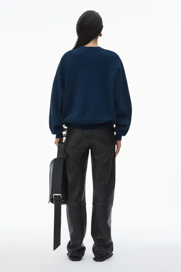 Alexander Wang Sweaters Women Logo Embossed Ribbed Pullover In Soft Chenille