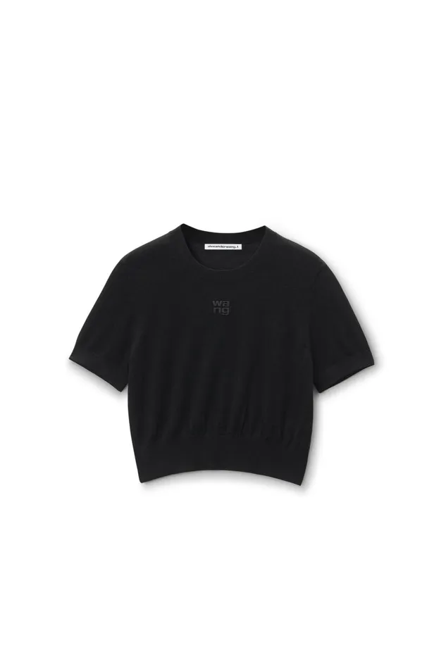 Alexander Wang Sweaters Women LogoEmbossed Tee In Superfine Merino Wool