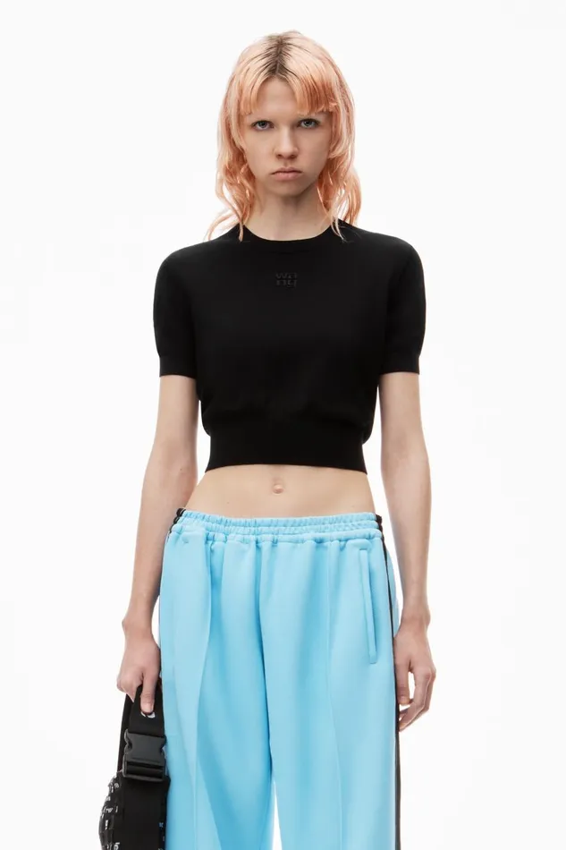 Alexander Wang Sweaters Women LogoEmbossed Tee In Superfine Merino Wool