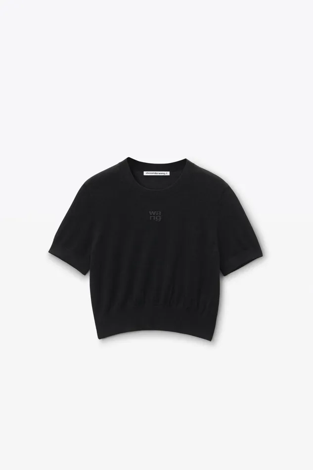 Alexander Wang Sweaters Women LogoEmbossed Tee In Superfine Merino Wool