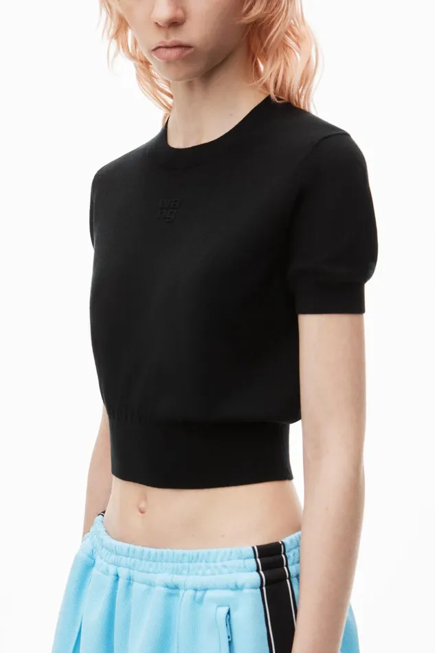 Alexander Wang Sweaters Women LogoEmbossed Tee In Superfine Merino Wool