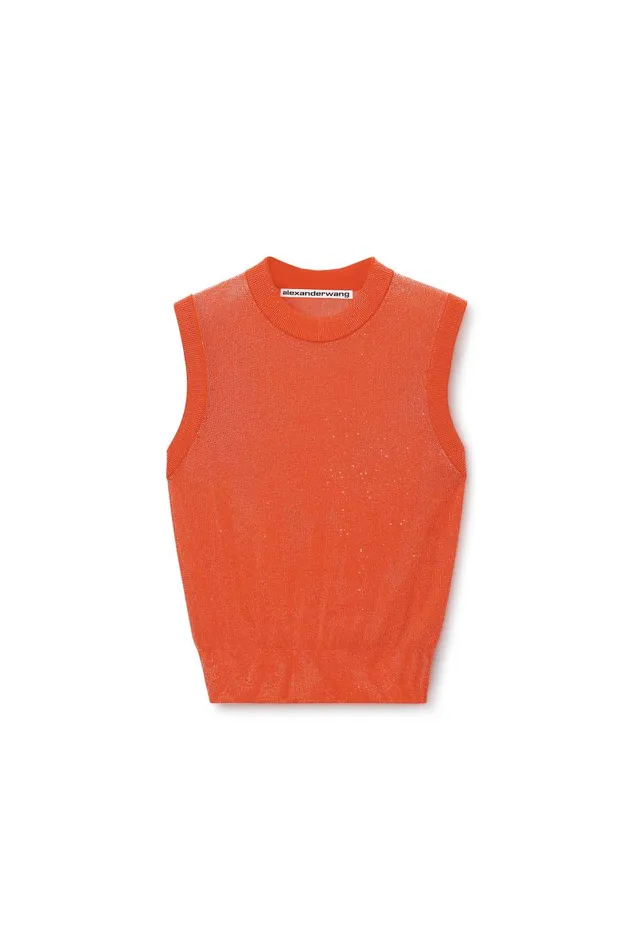 Alexander Wang Sweaters Women Mockneck Tank In Clear Bead Hotfix